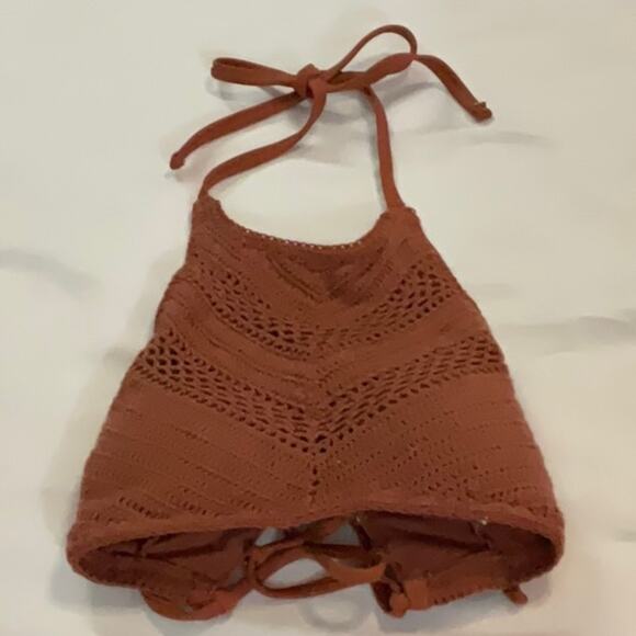 Xhilaration Crochet Halter Two Piece Bikini S Boho Vacation Coquette Festival - Picture 2 of 7